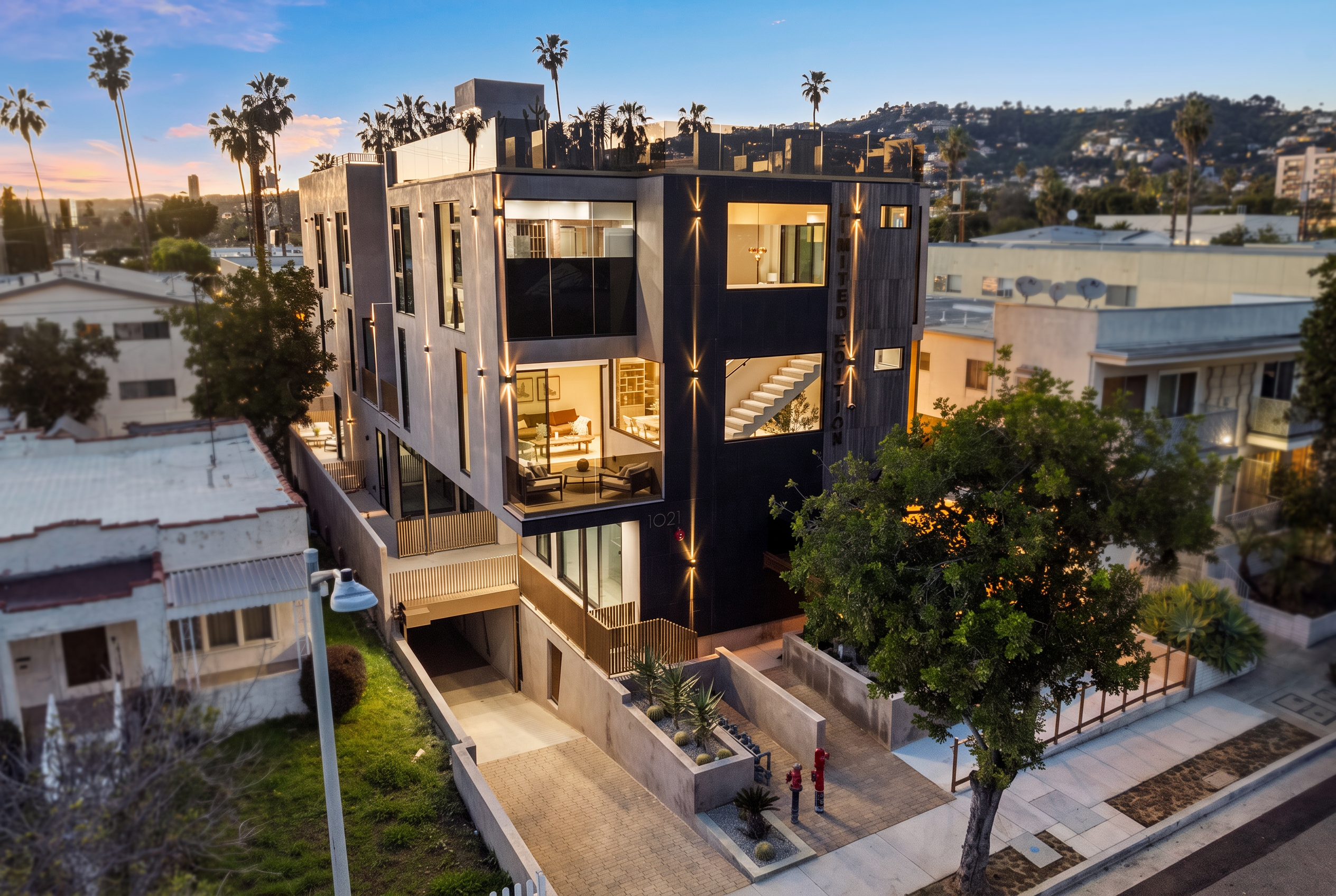 Building at twilight